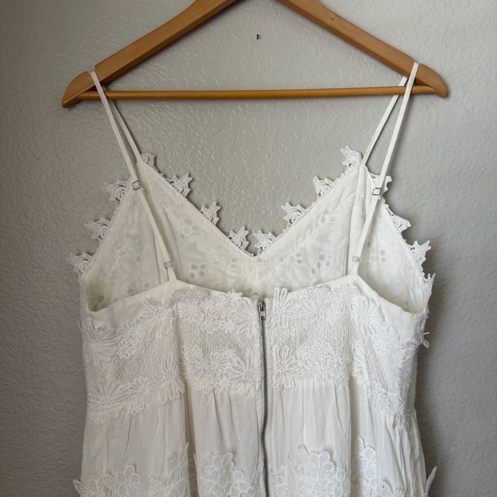 POL Embroidered Lace Eyelet Midi Dress White Cotton Boho Cottagecore Beach XL - Picture 6 of 10